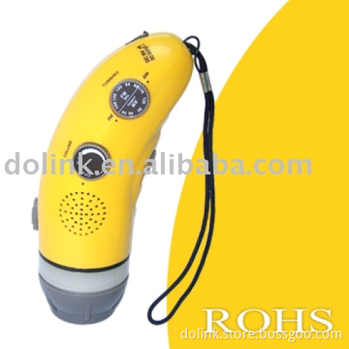 Crank Dynamo LED Flashlight with AM / FM Radio